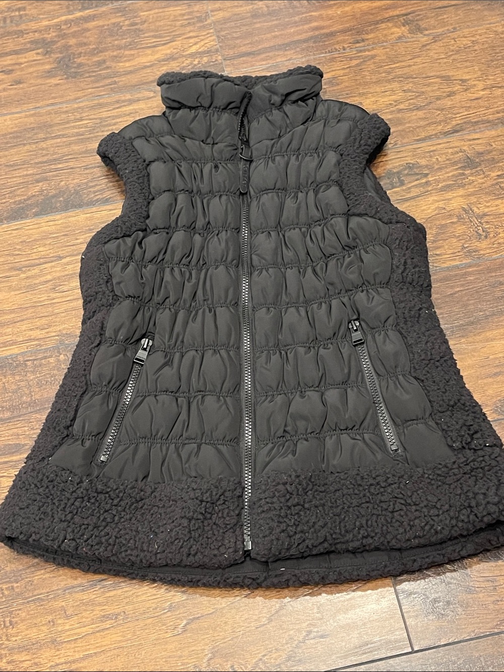 Calvin Klein Black Quilted Puffer Vest with Sherpa Trim